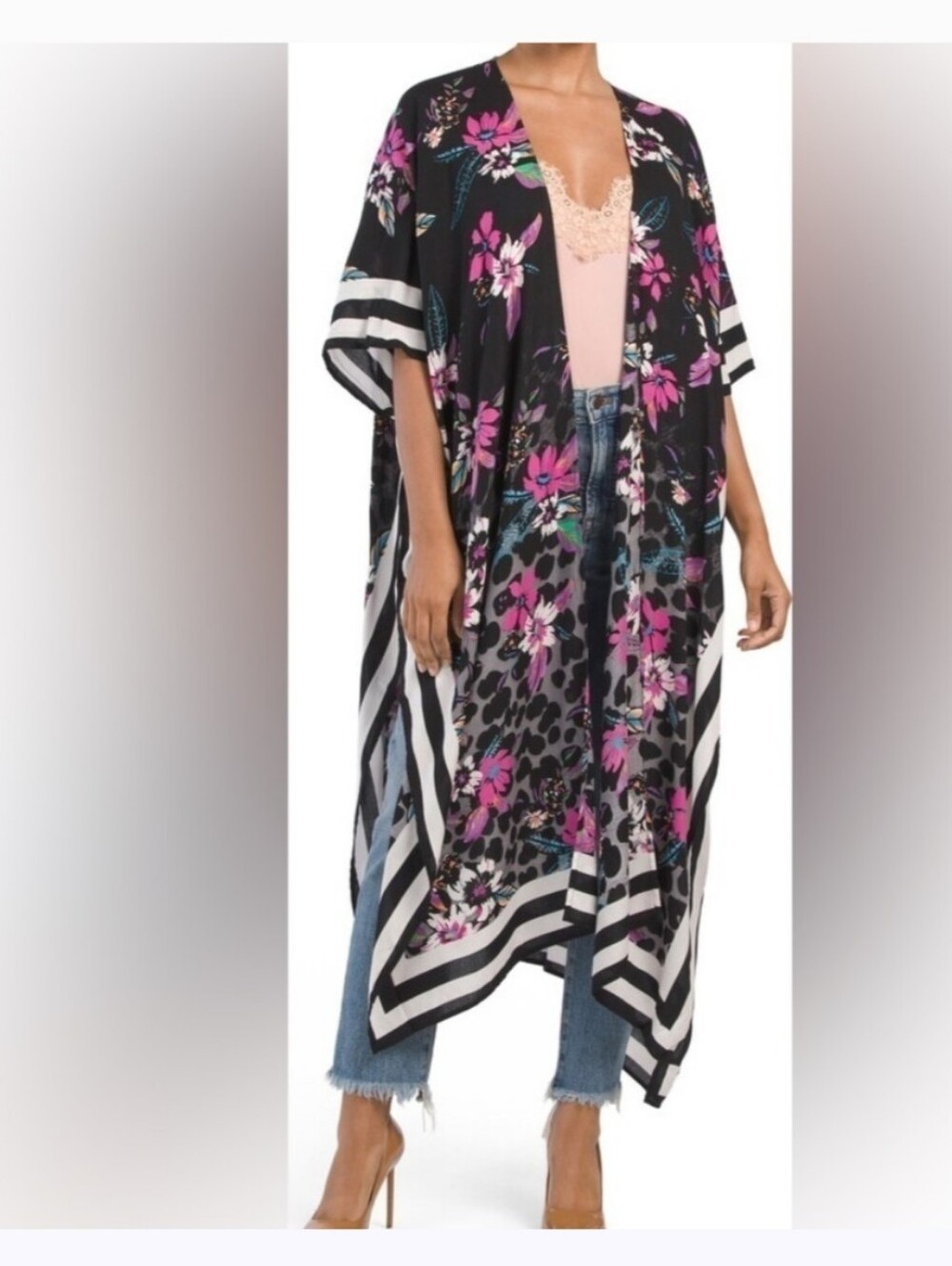 Steve Madden Floral Kimono Robe Swim Cover